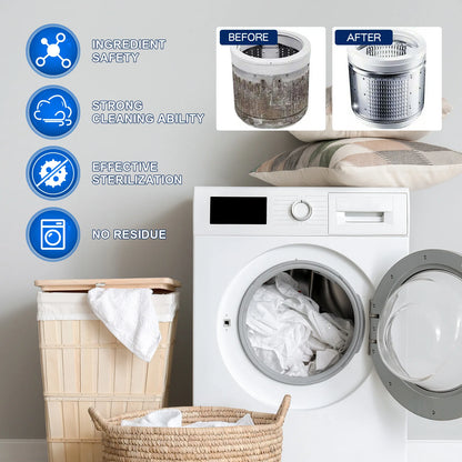 Washing Machine Cleaner Tablets - Removes Odor & Buildup in Front/Top Load Washers, Deep Cleans Drum & Pipes, Fresh Scent