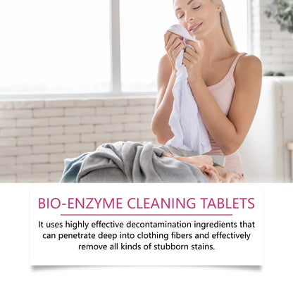 Bio-Enzyme Cleaning Tablets Clothing Oil Remover Clothes Sweat Stain Cleaner Laundry Whitener Fabric Clothes Effervescent Tablet