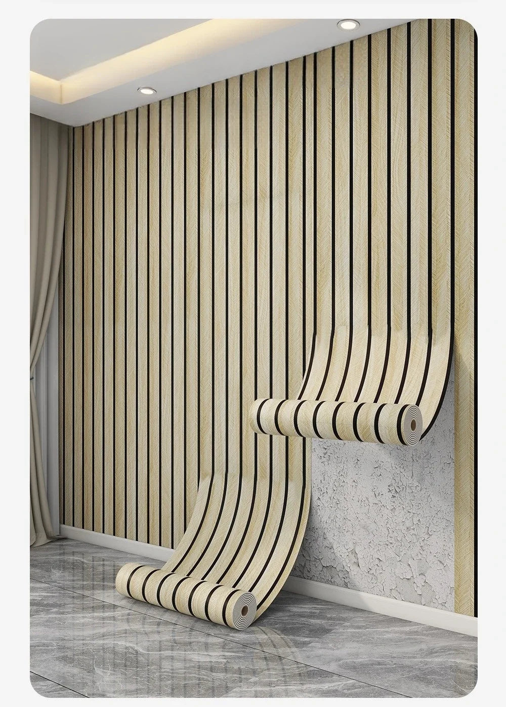 Tapeta Samoprzylepna Imitacja Kratki Drewno - Gruba Pianka PVC do Sypialni