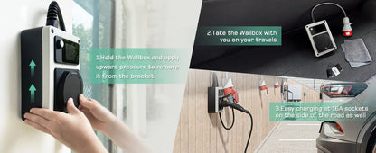 Wallbox Mobilny 11kW/22kW CEE Type 2 - Ładowarka EV 16A/32A 3-Fazy RFID WiFi