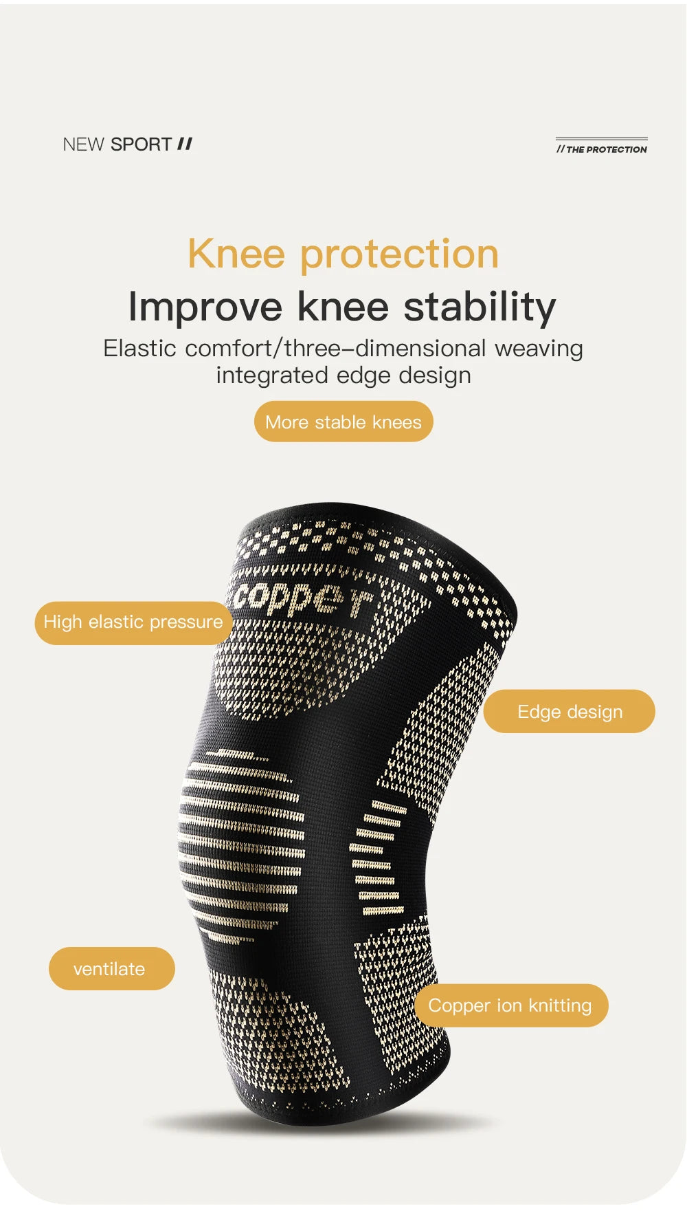 Opaska na Kolano z Miedzią - Stabilizator Kolana Kompresyjny na Ból Stawów i Artretyzm