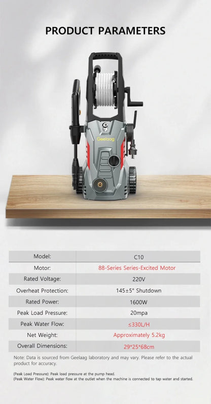 YOHON High Pressure Speed Wash Machine 1600W Induction Motor Multi - Water Source Car Cleaning Powerful Washer 3–7 Days Delivery