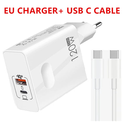 Ładowarka 120W Fast Charger USB Type C PD - Szybkie Ładowanie QC3.0 dla iPhone Xiaomi Samsung