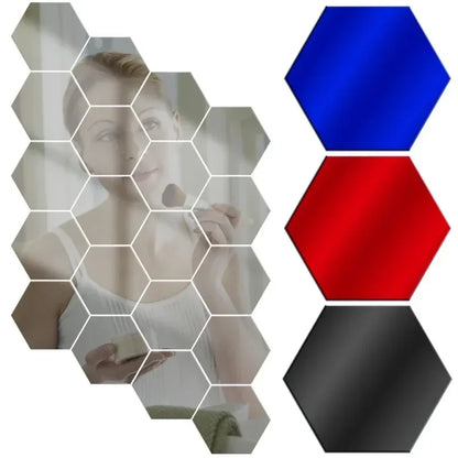 Naklejki Lustrzane Heksagon Akryl - Złote Srebrne Mozaika Samoprzylepne DIY