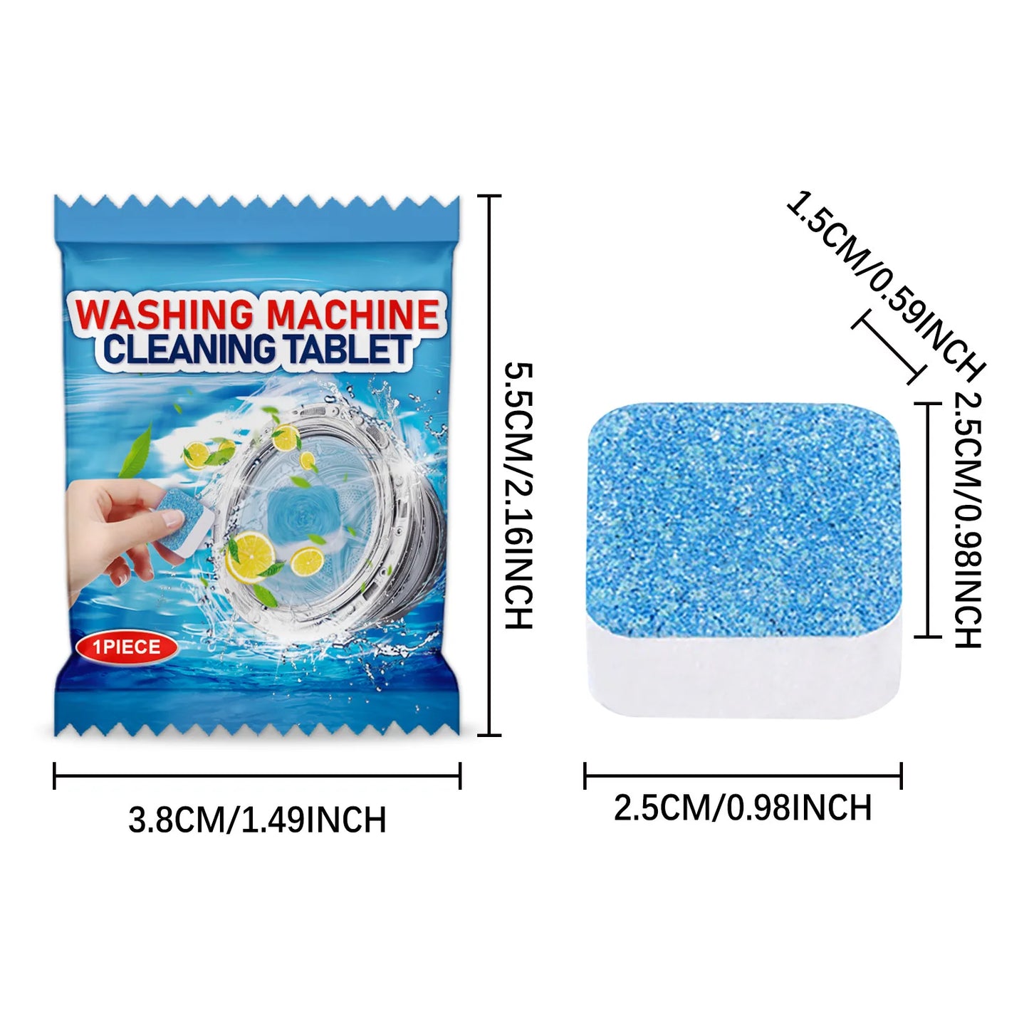 Washing Machine Cleaner Tablets - Removes Odor & Buildup in Front/Top Load Washers, Deep Cleans Drum & Pipes, Fresh Scent