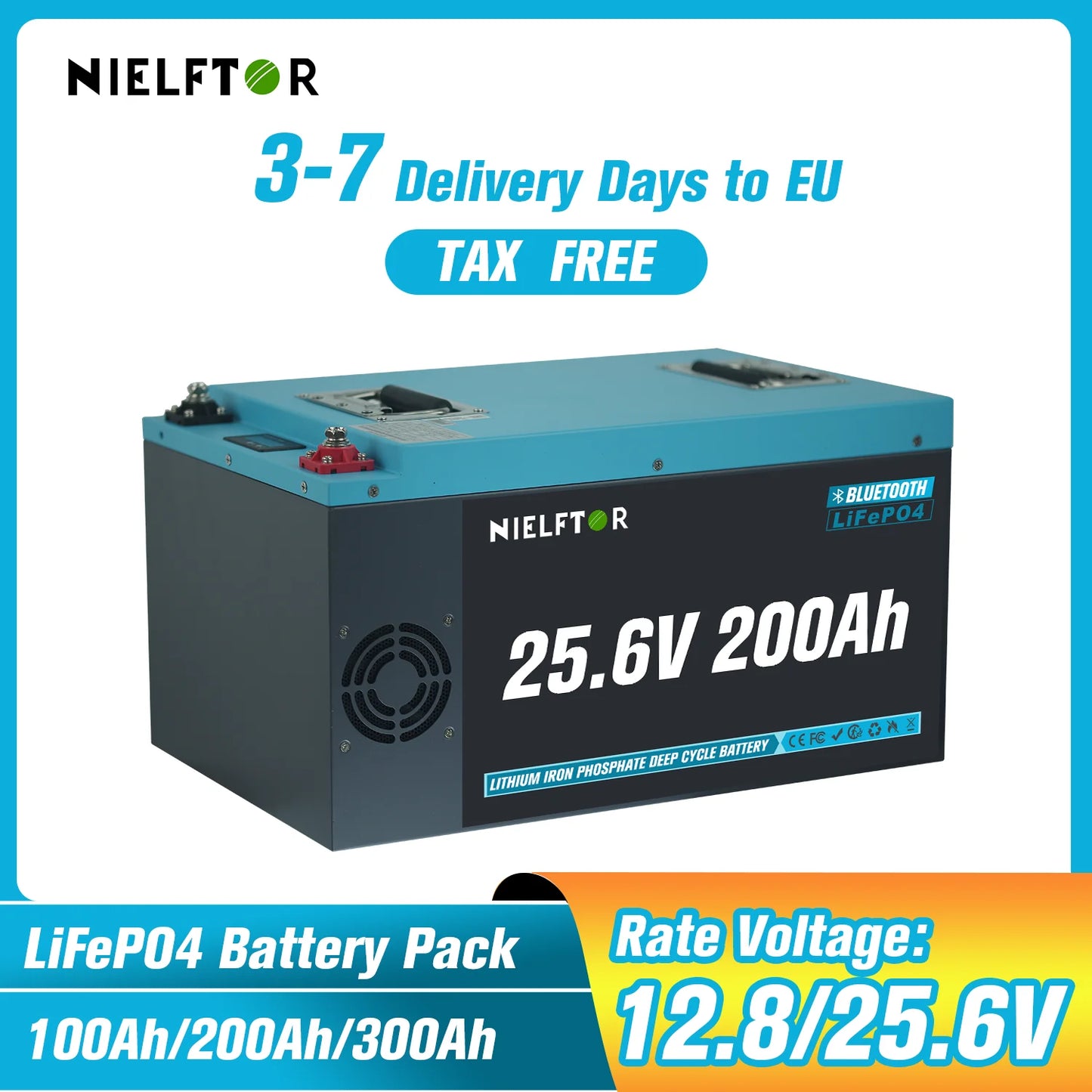 Bateria LiFePO4 12V/24V/48V 100Ah/200Ah/300Ah - Litowa z BMS 6000+ Cykli