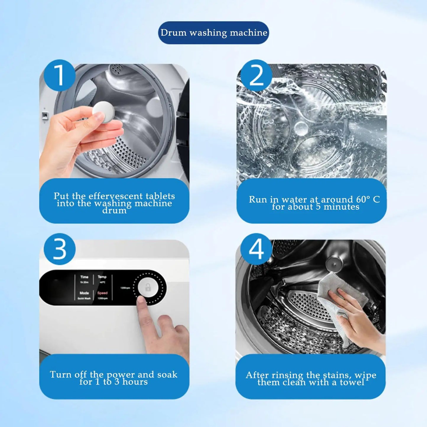 Washing Machine Cleaning Tablets Washing Machine Effervescent Cleaners Washer Stains Removal For Laundry Bathroom Kitchen Sink