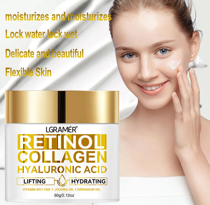 Krem do Twarzy z Retinolem LGRAMER - Anti-Aging z Kolagenem i Kwasem Hialuronowym 30/60g