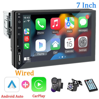 Radio Samochodowe 1 Din Carplay Android Auto - 7'' Touch Screen FM Bluetooth MirrorLink