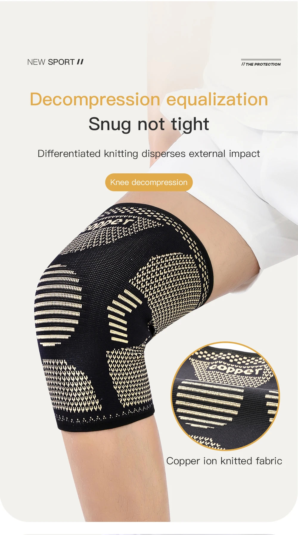 Opaska na Kolano z Miedzią - Stabilizator Kolana Kompresyjny na Ból Stawów i Artretyzm