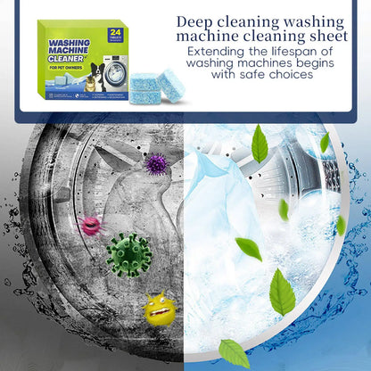 Washing Machine Cleaner Tablets 24 Tablets Odor Eliminator Top Loader Washer Descaler For Laundry Top Front Loader Washing