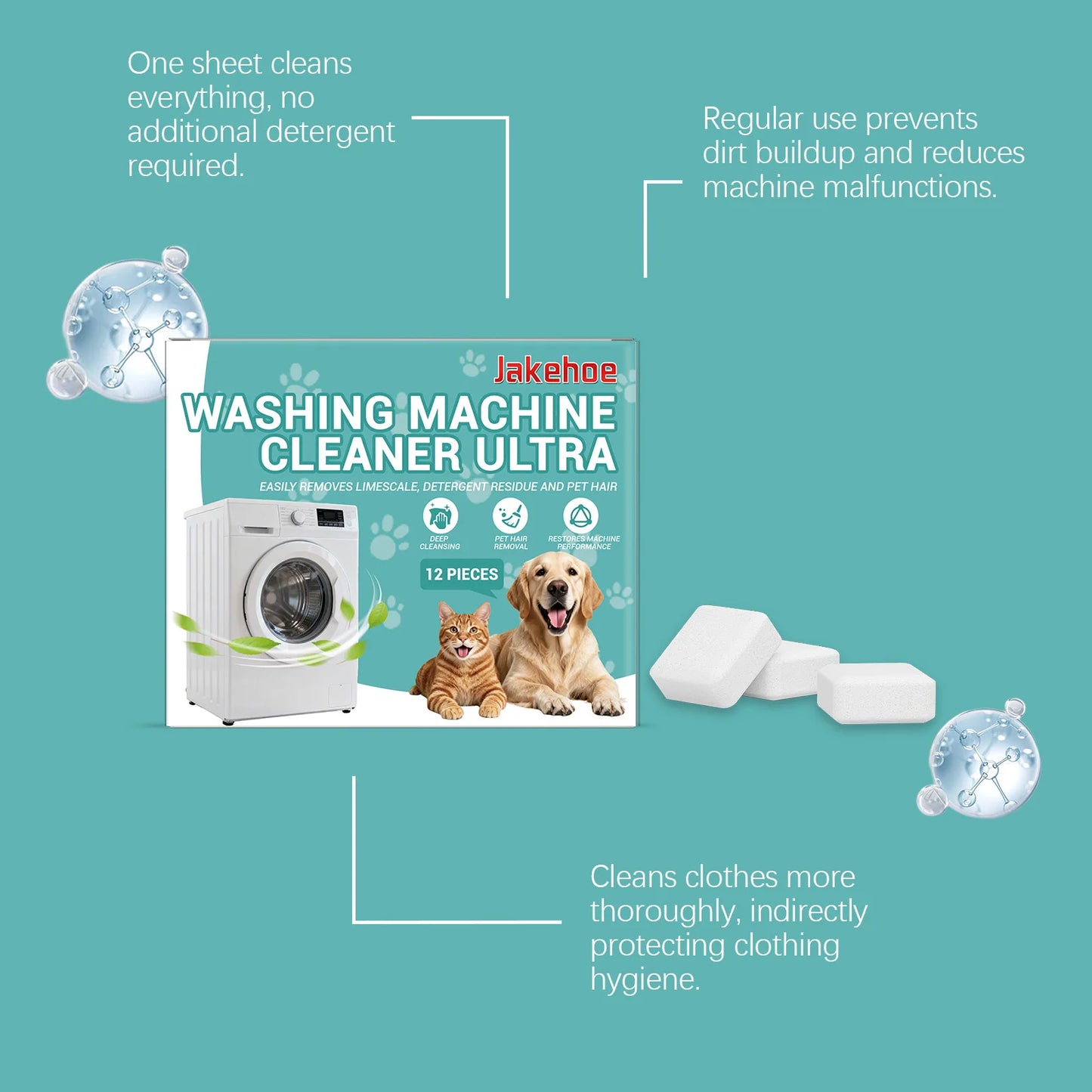 Washing Machine Cleaning Tablet Gentle Stain Limescale Removal Household Front-Load Washing Machine Keep Machine Clean Protected