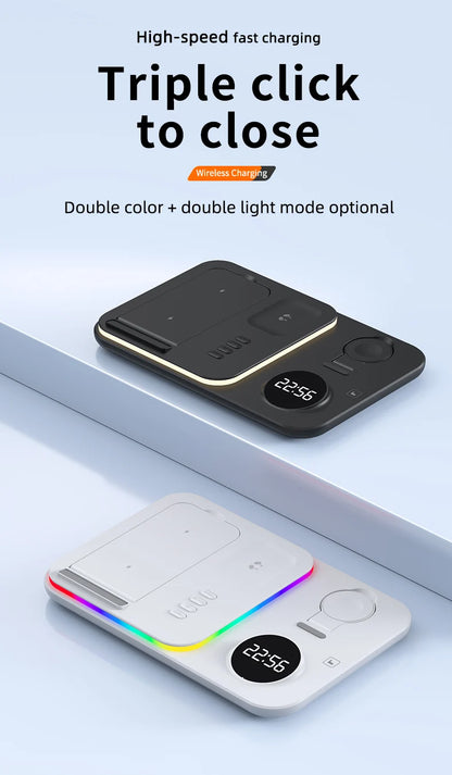 Ładowarka Bezprzewodowa 5w1 RGB - iPhone 17/16/15 Samsung Apple Watch