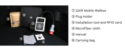 Wallbox Mobilny 11kW/22kW CEE Type 2 - Ładowarka EV 16A/32A 3-Fazy RFID WiFi