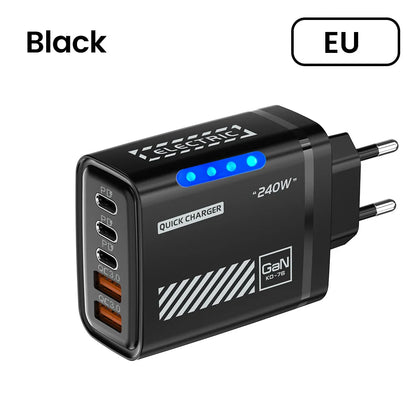 Ładowarka 240W GaN 5 Portów USB Type-C - Xiaomi iPhone Huawei Samsung Laptop
