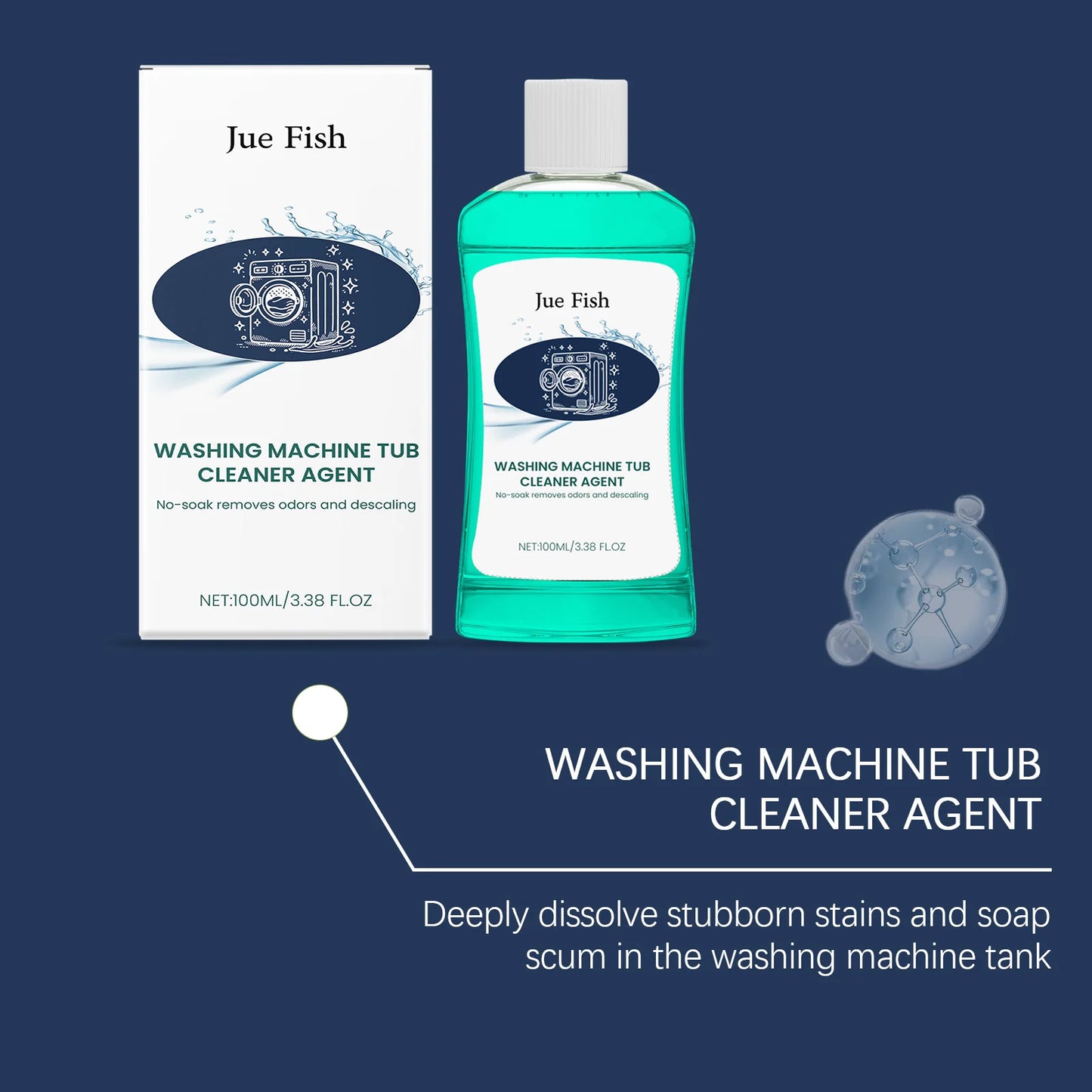 JUE FISH 100ML Washing Machine Tub Cleaner Agent Gentle on Body Clothes And Hands Eco-Friendly Cleaning Solution