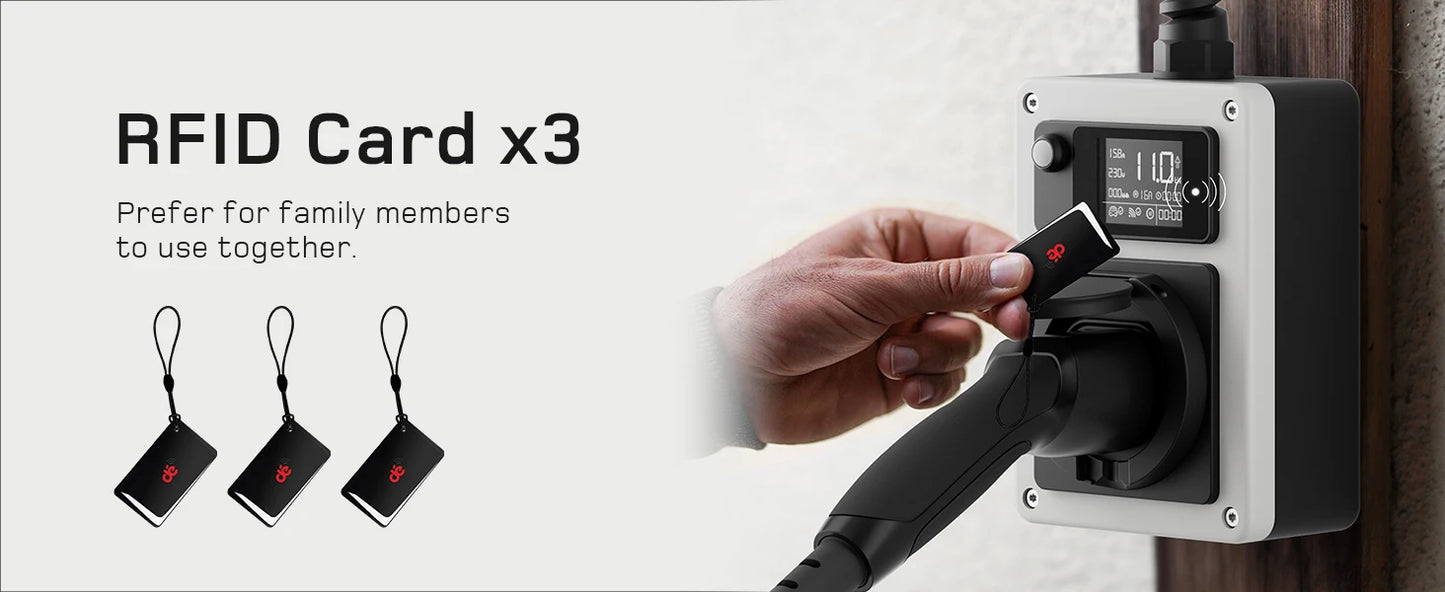 Wallbox Mobilny 11kW/22kW CEE Type 2 - Ładowarka EV 16A/32A 3-Fazy RFID WiFi