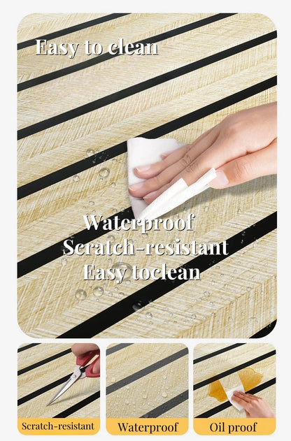 Tapeta Samoprzylepna Imitacja Kratki Drewno - Gruba Pianka PVC do Sypialni