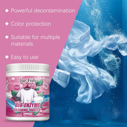 Bio-Enzyme Cleaning Tablets Clothing Oil Remover Clothes Sweat Stain Cleaner Laundry Whitener Fabric Clothes Effervescent Tablet