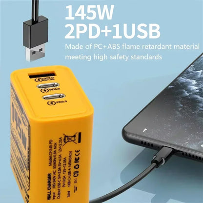 Ładowarka Sieciowa 145W 3 Porty USB-C - Szybkie Ładowanie PD QC3.0