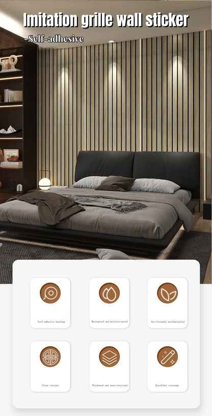 Tapeta Samoprzylepna Imitacja Kratki Drewno - Gruba Pianka PVC do Sypialni