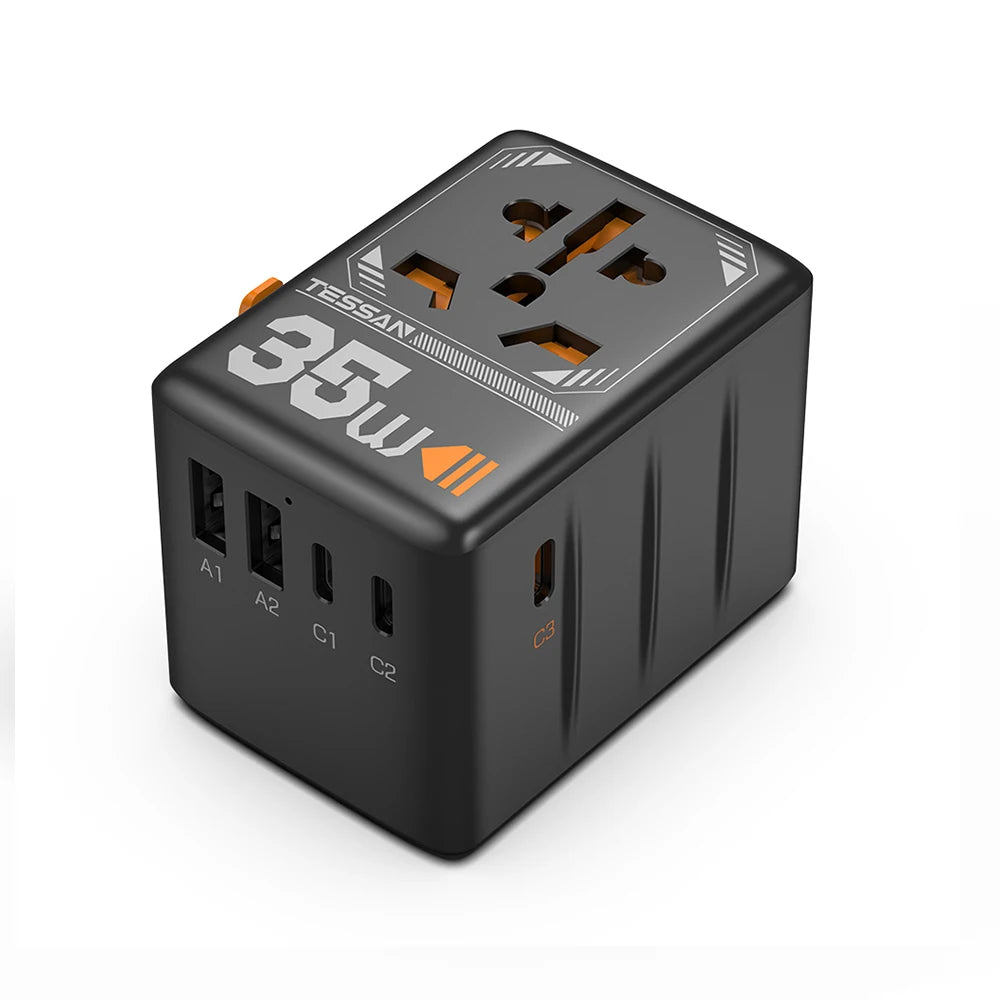 Adapter Podróżny TESSAN 140W GaN - Uniwersalny EU/UK/US/AUS + 4x USB
