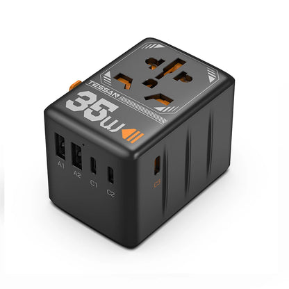 Adapter Podróżny TESSAN 140W GaN - Uniwersalny EU/UK/US/AUS + 4x USB