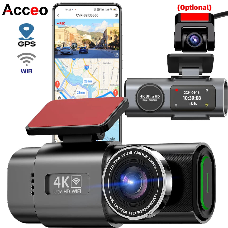 Kamera Samochodowa Dash Cam 4K UHD - DVR Night Vision WiFi GPS Parking 24H