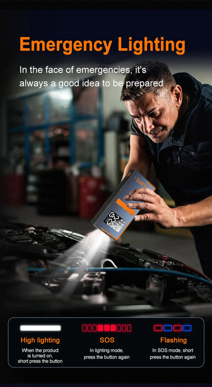 Rozrusznik Samochodowy EAFC 4w1 1200A - Jump Starter + Kompresor 150PSI