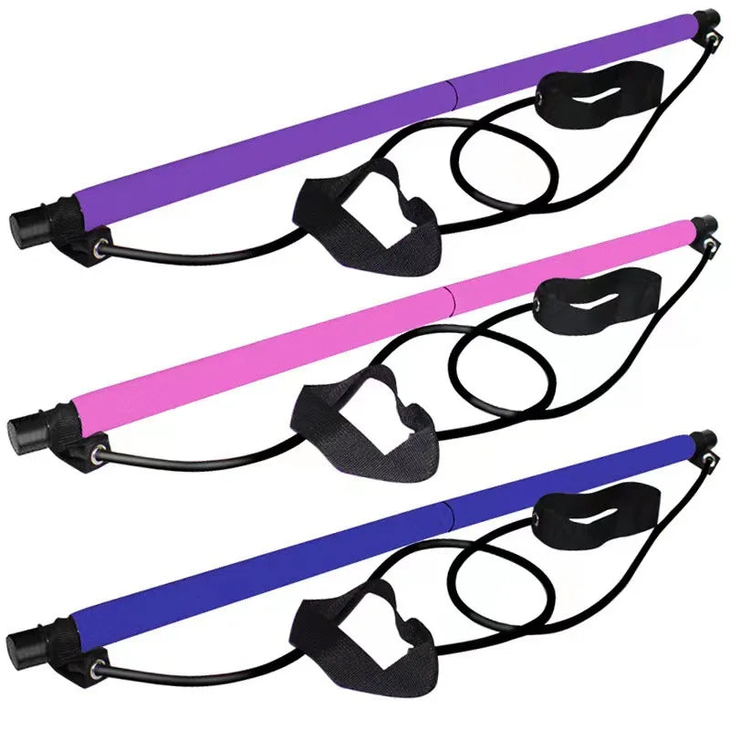 Drążek Pilates - Regulowany Drążek Fitness z Gumami | Trening Domowy