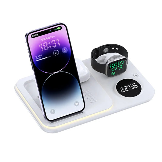 Ładowarka Bezprzewodowa 5w1 RGB - iPhone 17/16/15 Samsung Apple Watch