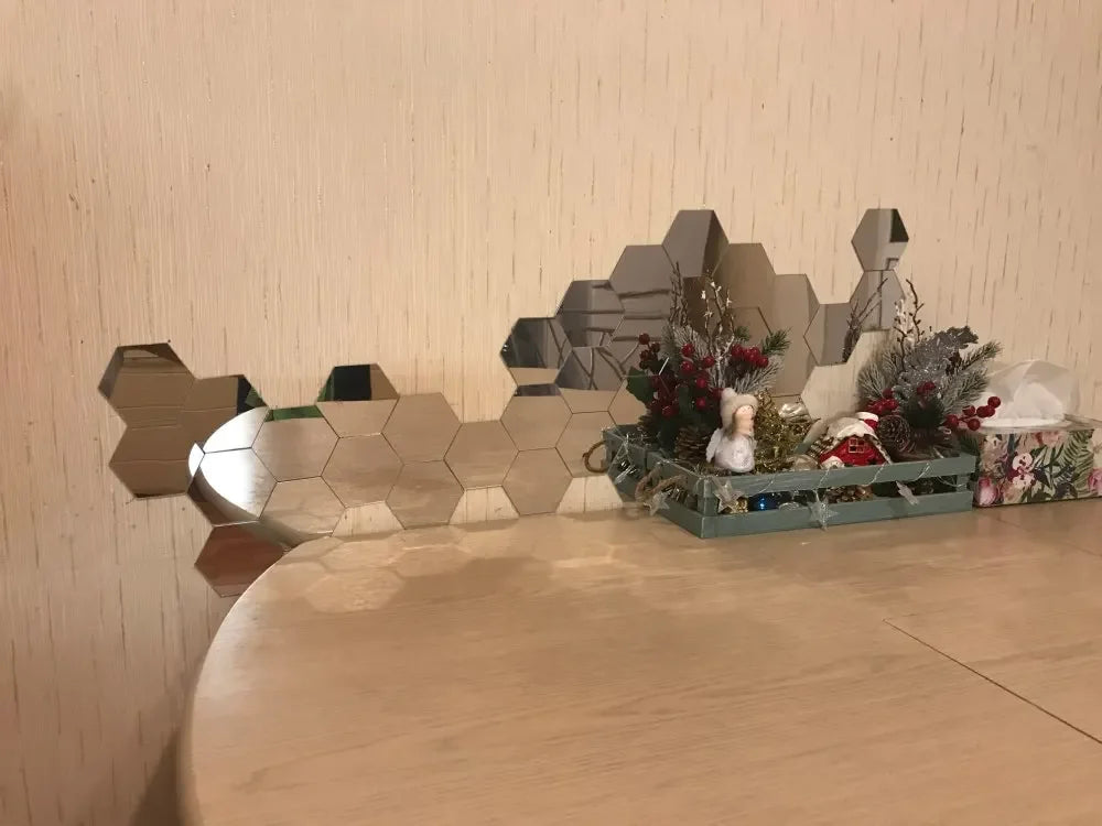 Naklejki Lustrzane Heksagon 6/12szt 3D - Akrylowe Samoprzylepne Dekoracje Ścienne