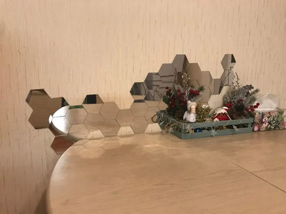 Naklejki Lustrzane Heksagon 6/12szt 3D - Akrylowe Samoprzylepne Dekoracje Ścienne