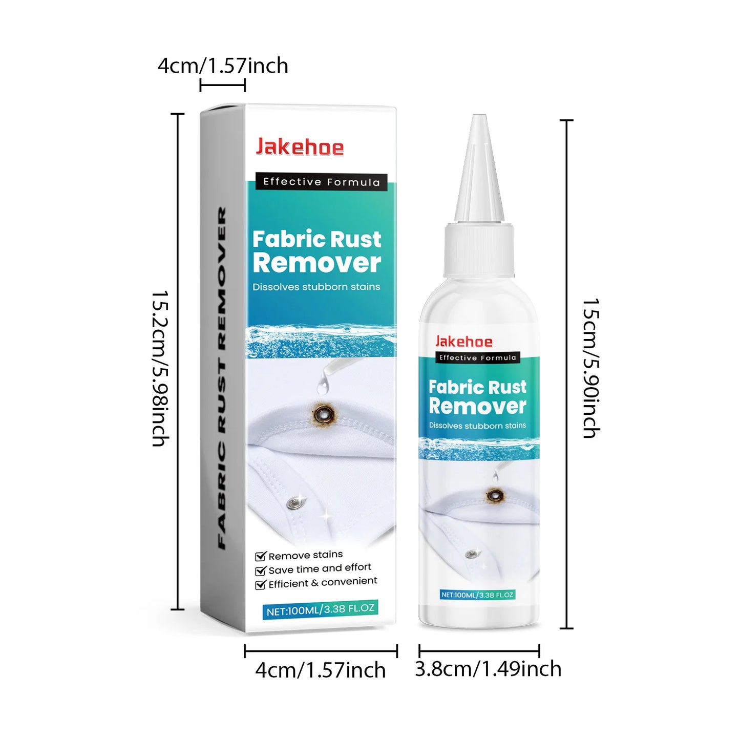 Fabric Rust Remover 100ml - Stain Cleaner for Clothes, Oil, Coffee & Water Stains - Laundry Detergent for Fresh & Old Stains