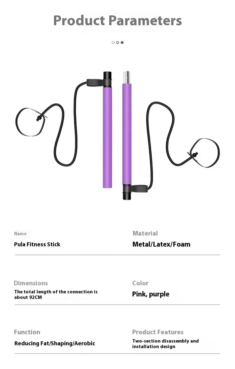 Drążek Pilates - Regulowany Drążek Fitness z Gumami | Trening Domowy