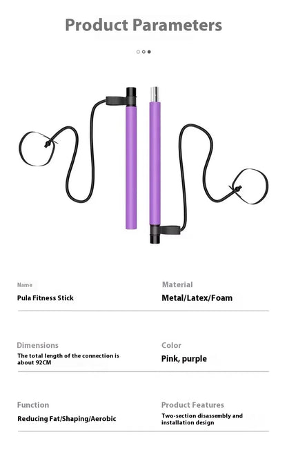 Drążek Pilates - Regulowany Drążek Fitness z Gumami | Trening Domowy