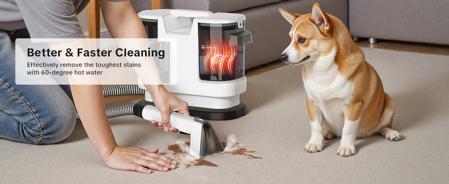Lubluelu V8 Myjący Odkurzacz Dywanów 800W - Gorąca Woda 60°C, Silne Ssanie 15kPa