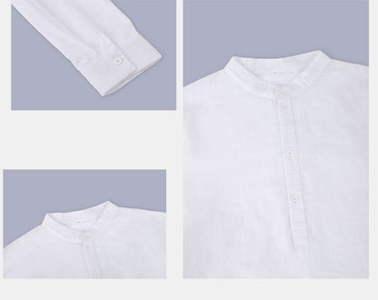 Classic Design Cotton Boat Neck Henley Shirt, Men's Casual Fit Vintage Style Long Sleeve Top For Spring Fall