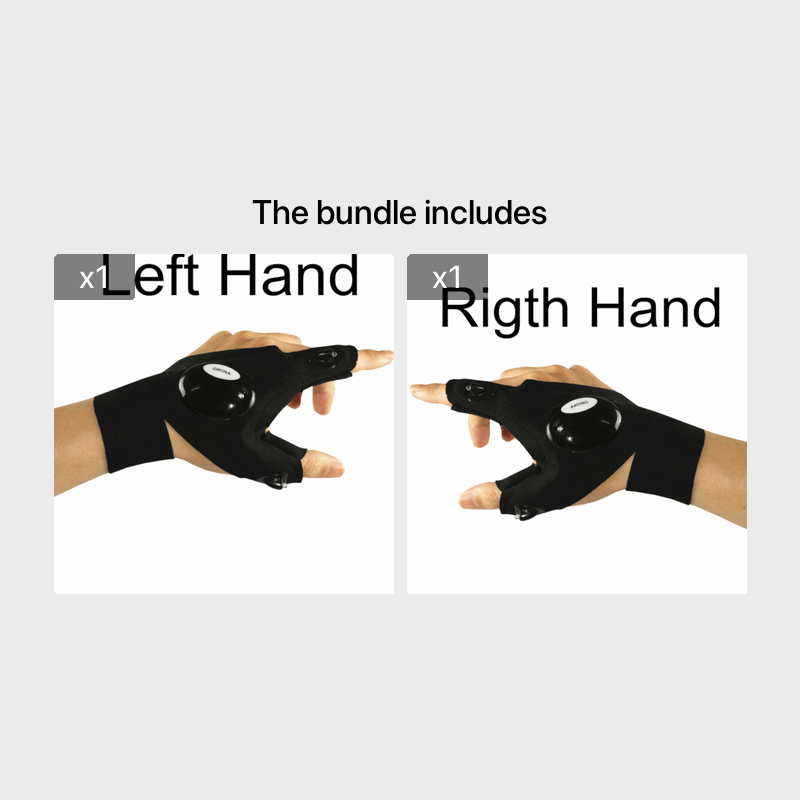 Fingerless LED Flashlight Glove For Fishing Camping Hiking Survival Rescue Christmas Gift