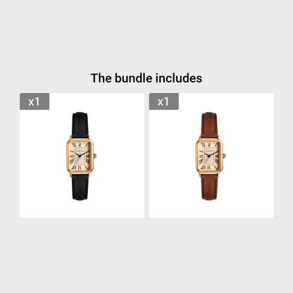 LUCKYFOX Women'S Elegant Vintage Square Roman Numeral Quartz Watch with Brown Faux Leather Strap, Golden-Tone Case & Dial - Non, Battery Operated, Luxury Accessory, Luxury Wristwatch, Classic Watch Design, Durable Watchband