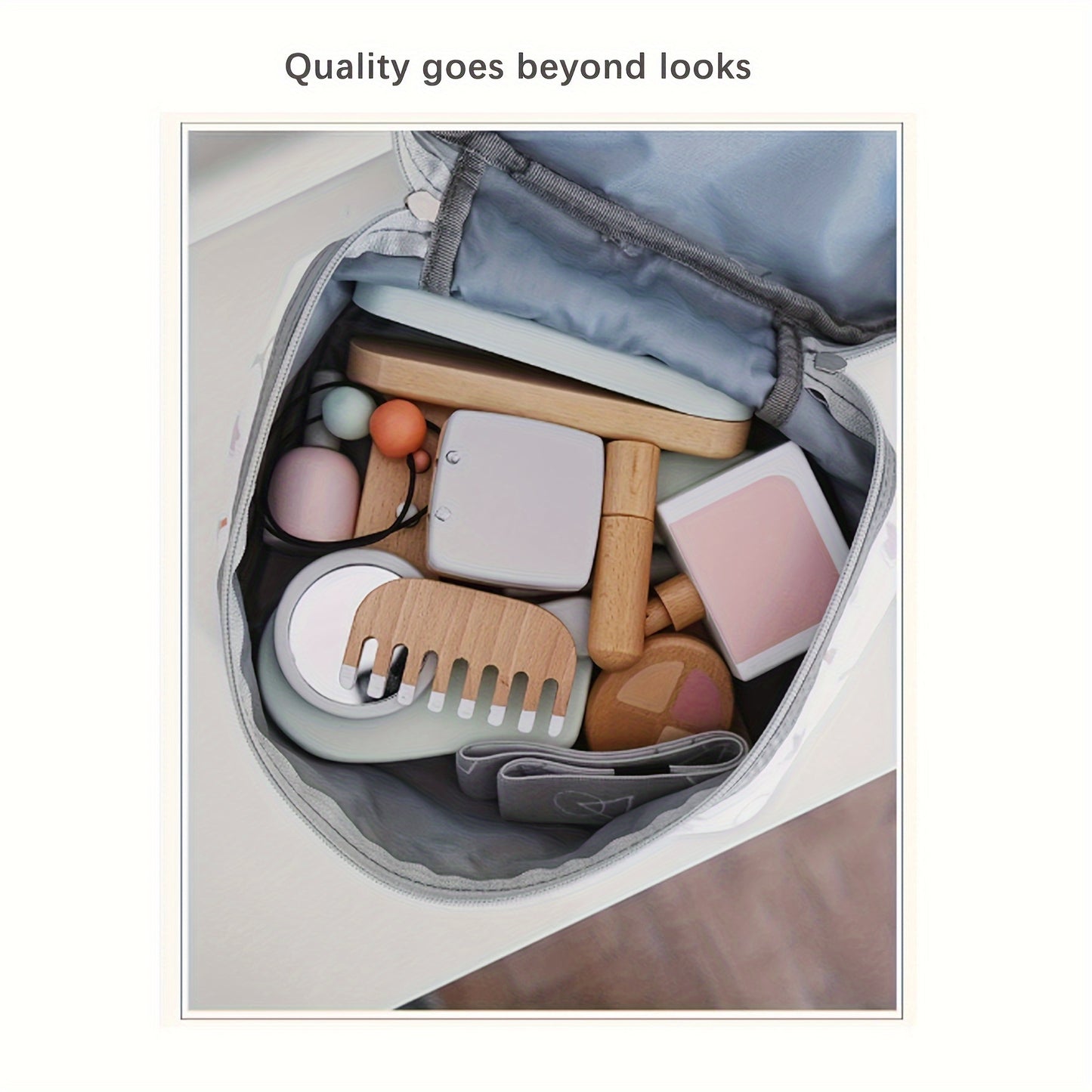 Wooden Play House Toy Children's Simulation Dressing Table Makeup Toy Girl Little Princess Set Cosmetics, Suitable For Children Over 3 Years Old Halloween Christmas gift