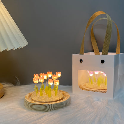 1pc Tulips Gifts For Women Flower Gifts For Her Gifts For Women Birthday Xmas Gift For Mom, Artificial Decor In Glass Dome With Led Light Night Light, Women Gifts For Her, Mom, Christmas Gift