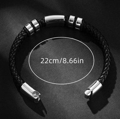 New Fashion Men's Personality Creative Design Faux Leather Glossy Four Ring Bracelet Hip Hop Trend Jewelry