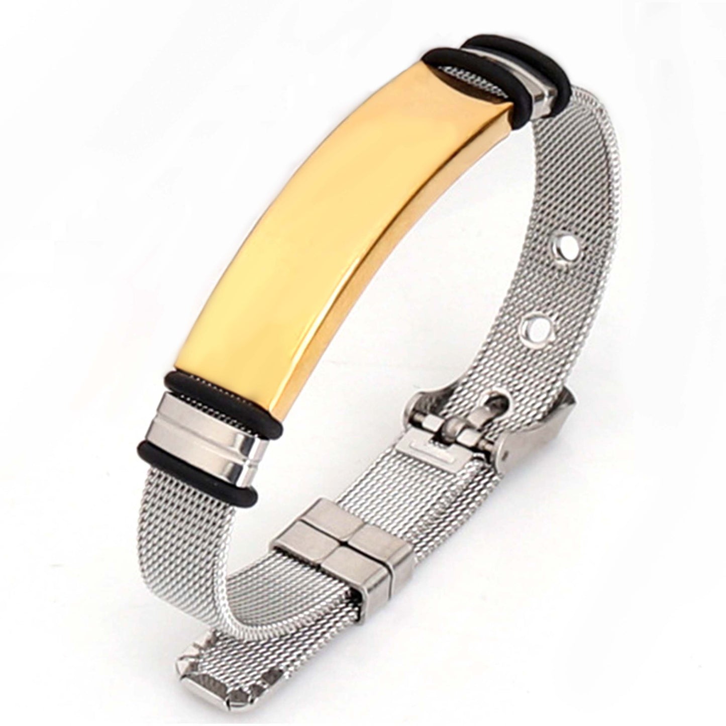 European and American Style Titanium Stainless Steel Bracelet with Stainless Steel Mesh Band, Unisex Jewelry