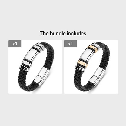 New Fashion Men's Personality Creative Design Faux Leather Glossy Four Ring Bracelet Hip Hop Trend Jewelry