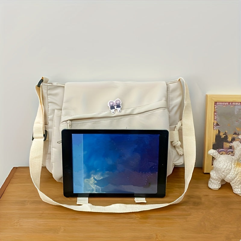 1pc Nylon Handbag Shoulder Bag Large Capacity Messenger Bag, Men's Messenger Bag Student School Bag