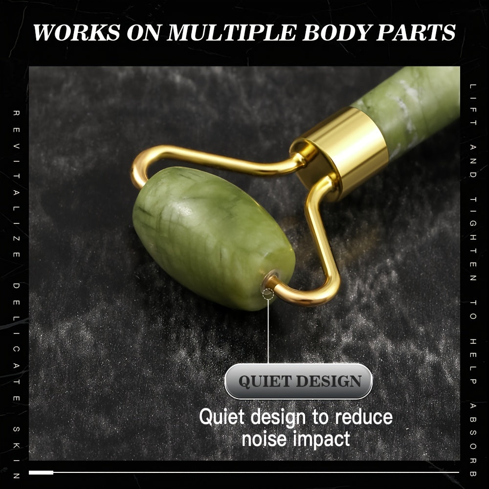 Jade Roller And Gua Sha Tools Set, Skin Care Massager, Jade Facial Roller, Natural Jade Facial Roller, Massage Tool For Face, Eyes, Neck And Body, Beauty Tool