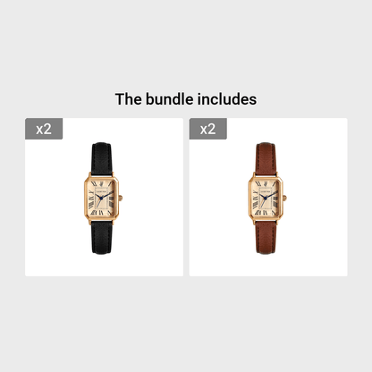 LUCKYFOX Women'S Elegant Vintage Square Roman Numeral Quartz Watch with Brown Faux Leather Strap, Golden-Tone Case & Dial - Non, Battery Operated, Luxury Accessory, Luxury Wristwatch, Classic Watch Design, Durable Watchband