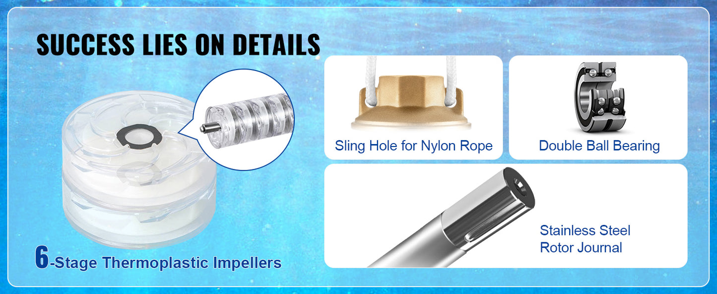 Pompa Głębinowa SucceBuy 370W/550W/750W/1100W - Stal Nierdzewna Deep Well Submersible