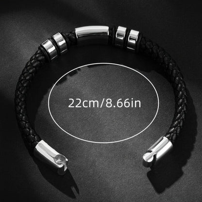 New Fashion Men's Personality Creative Design Faux Leather Glossy Four Ring Bracelet Hip Hop Trend Jewelry